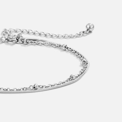 Silver Dainty Layered Link Bracelet – FIORENE