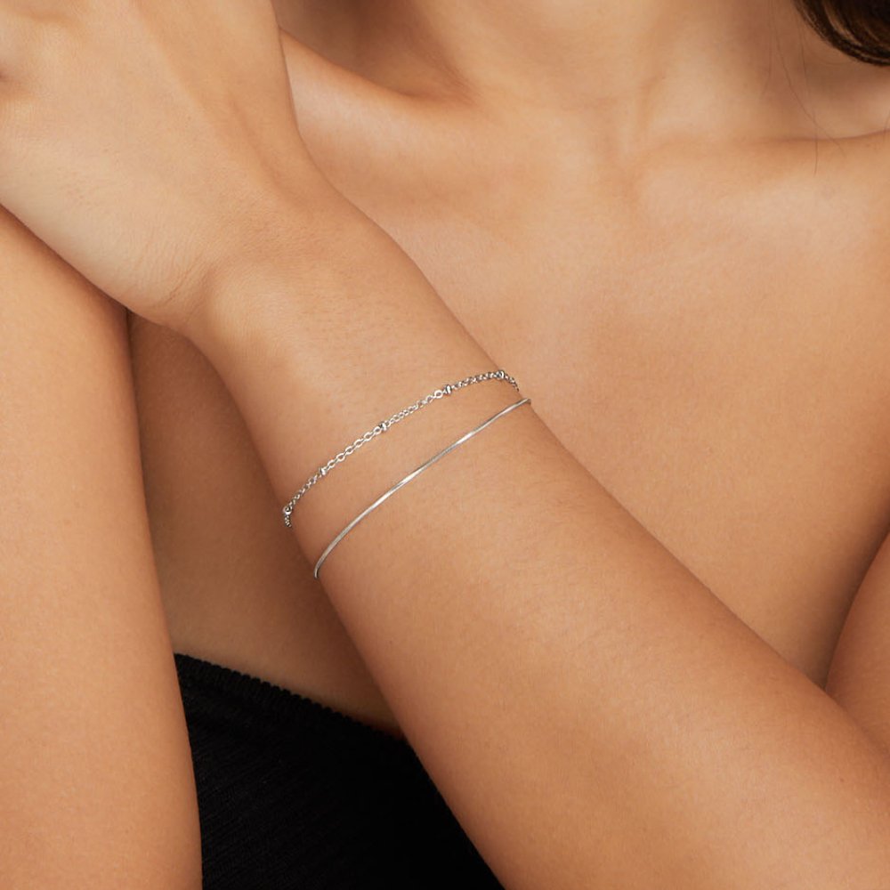 Silver Dainty Layered Link Bracelet – FIORENE