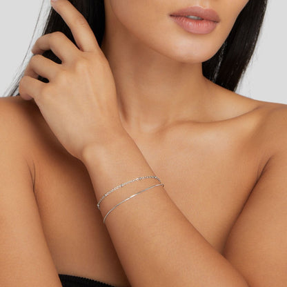 Silver Dainty Layered Link Bracelet – FIORENE