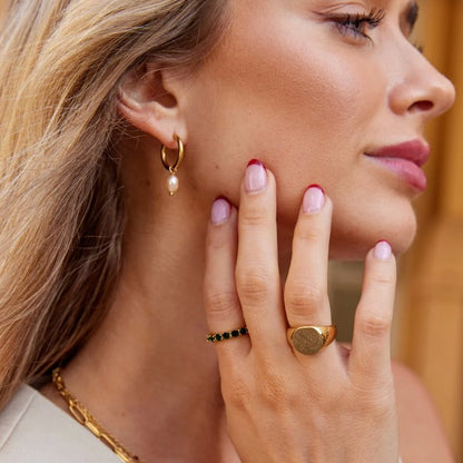 Golden Dainty Pearl Charm Earrings – FIORENE