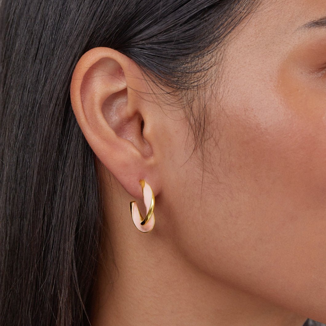 Pink Enamel Hoop Earrings – FIORENE