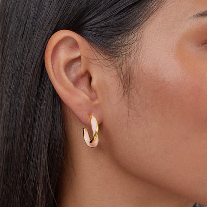 Pink Enamel Hoop Earrings – FIORENE