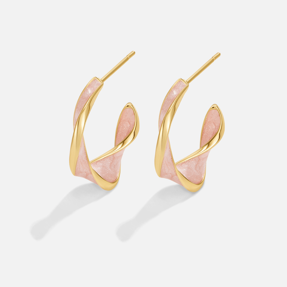 Pink Enamel Hoop Earrings – FIORENE