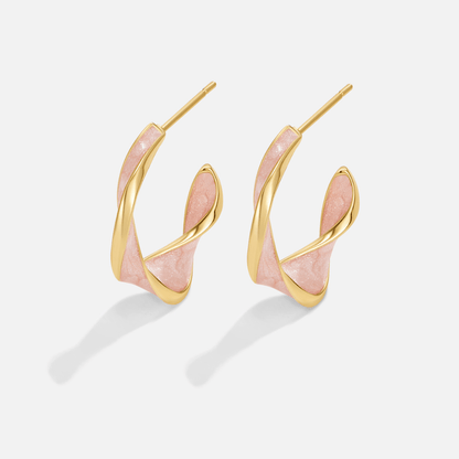 Pink Enamel Hoop Earrings – FIORENE