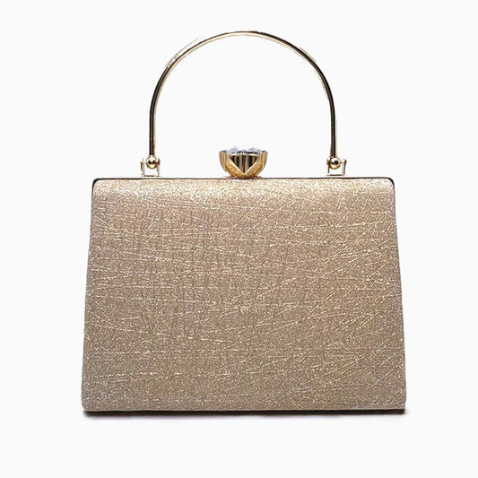 Golden Sparkle Diamond Handle Clutch - FIORENE
