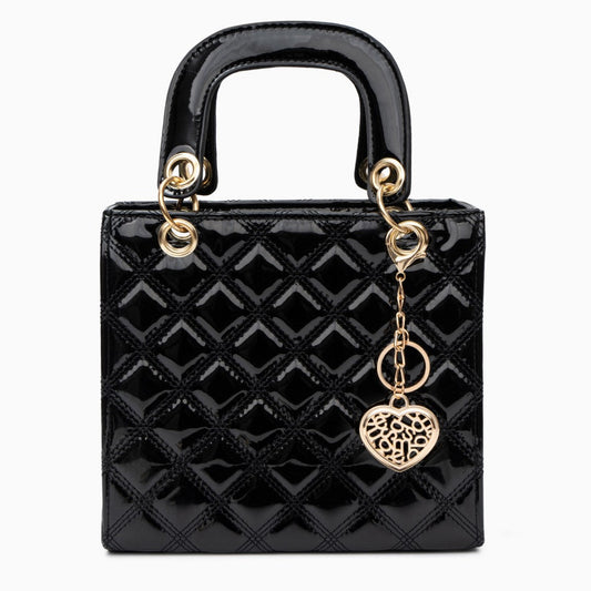 Amélie Noir Heart Charm Handbag – FIORENE