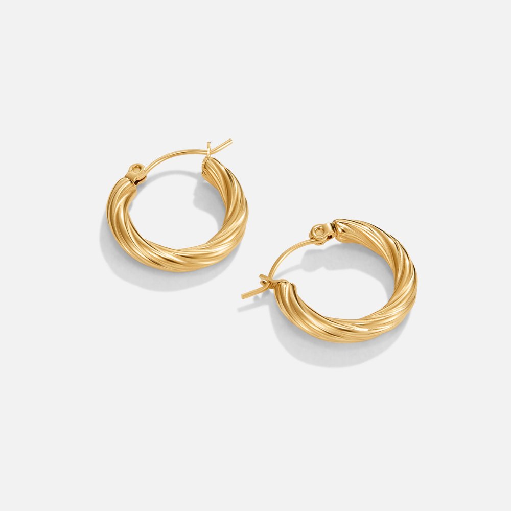 Twisted Golden Spiral Earring – FIORENE