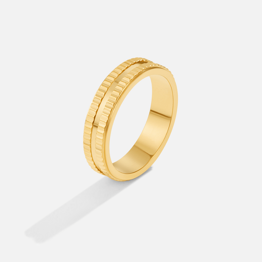 Iconic Golden Ribbed Ring – FIORENE