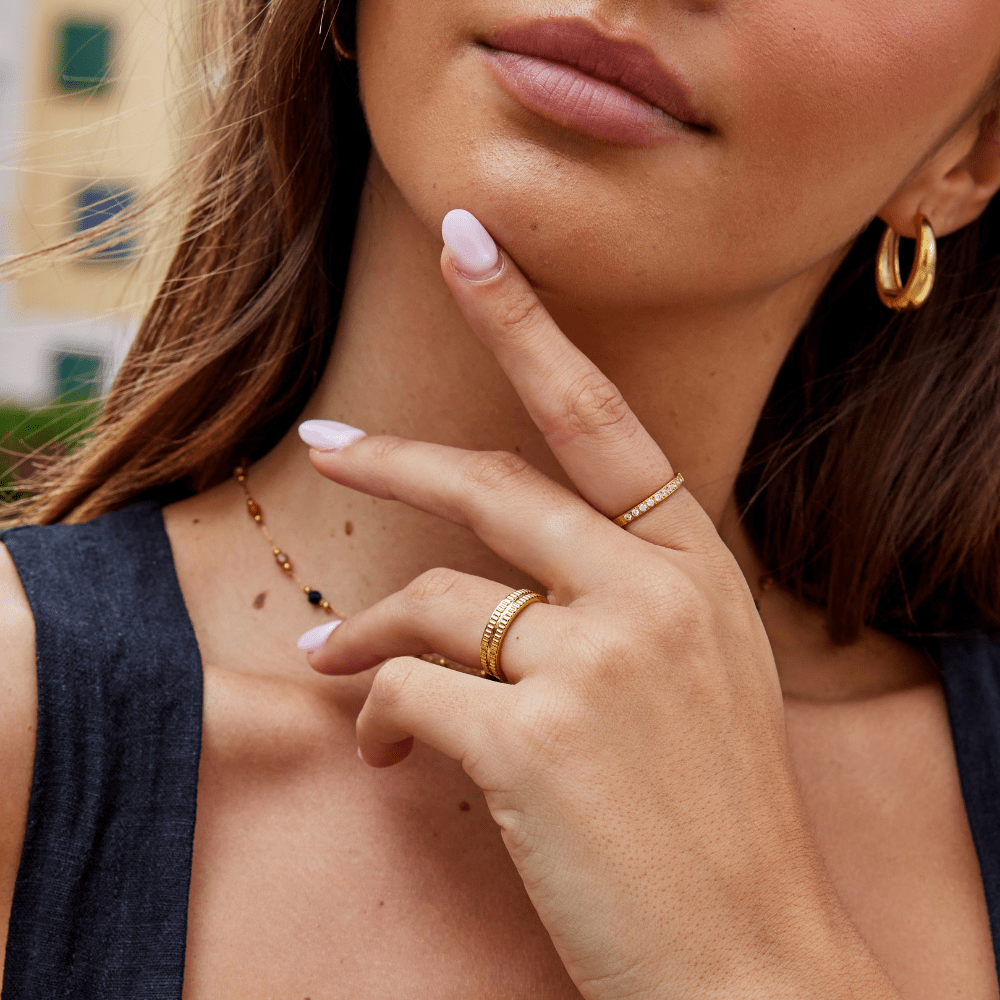Iconic Golden Ribbed Ring – FIORENE