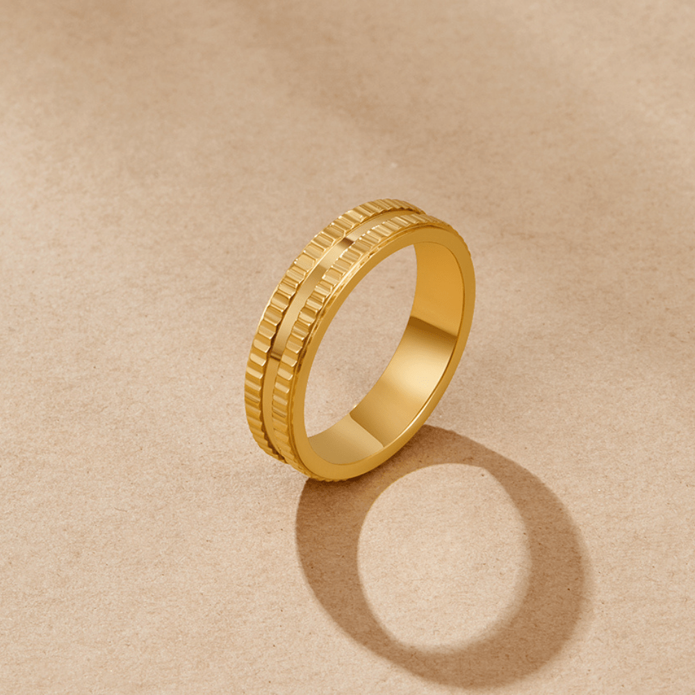 Iconic Golden Ribbed Ring – FIORENE