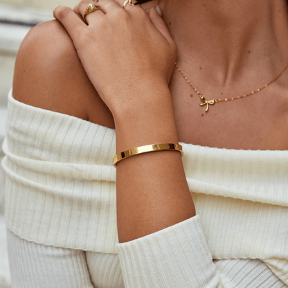 Golden Polished Ribbon Bracelet – FIORENE