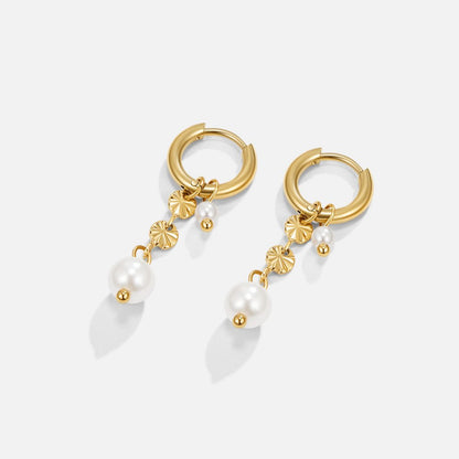 Golden Disc & Pearl Earrings – FIORENE