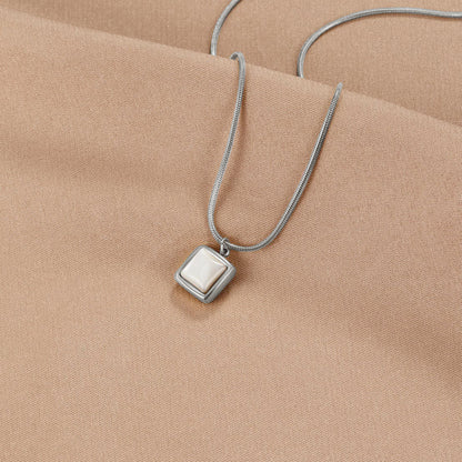 Silver Nacre Cube Necklace – FIORENE