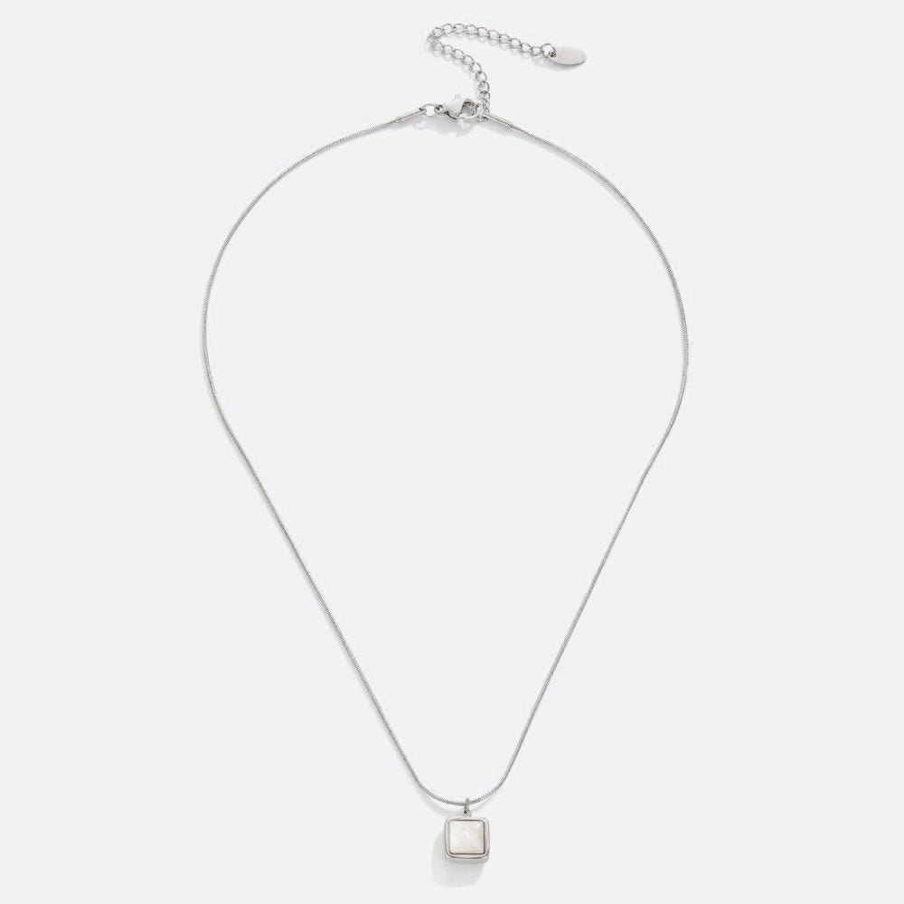 Silver Nacre Cube Necklace – FIORENE