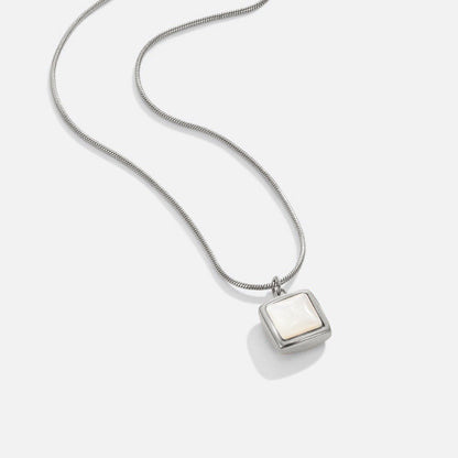 Silver Nacre Cube Necklace – FIORENE