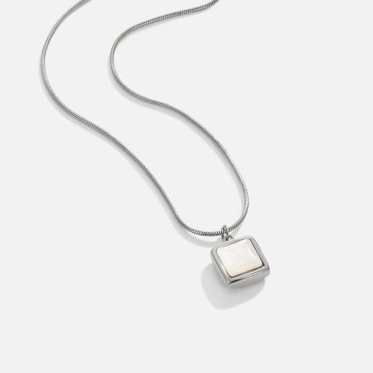 Silver Nacre Cube Necklace – FIORENE