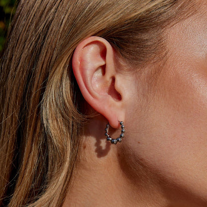 Frost Bead Huggie Hoops – FIORENE