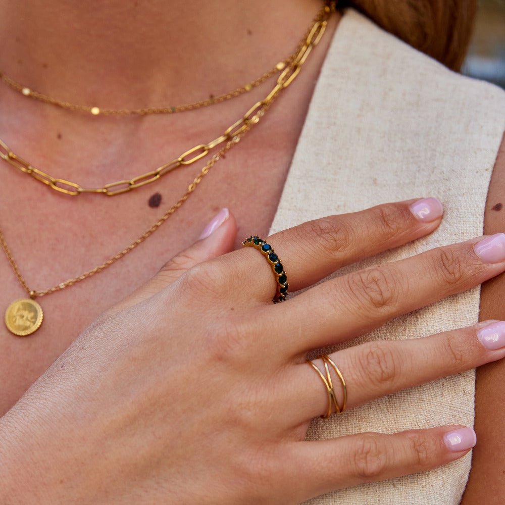 Gilded Navy Sparkle Ring – FIORENE