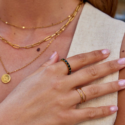 Gilded Navy Sparkle Ring – FIORENE