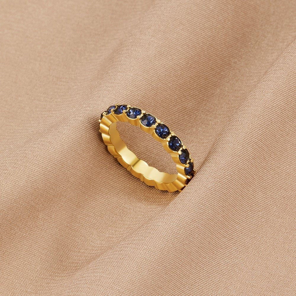 Gilded Navy Sparkle Ring – FIORENE