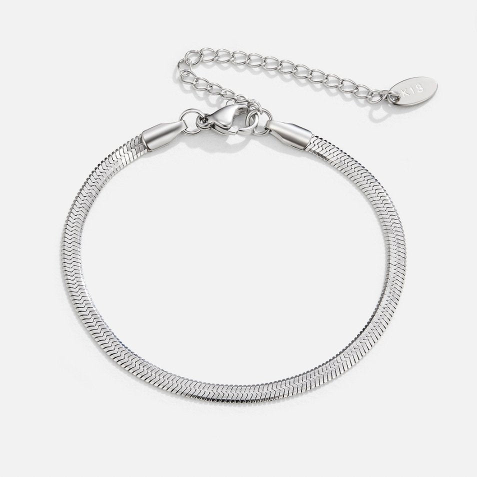 Radiant Silver Sleek Snake Bracelet – FIORENE
