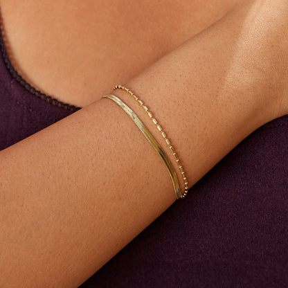 Golden Tiered Ribbon & Bead Bracelet – FIORENE