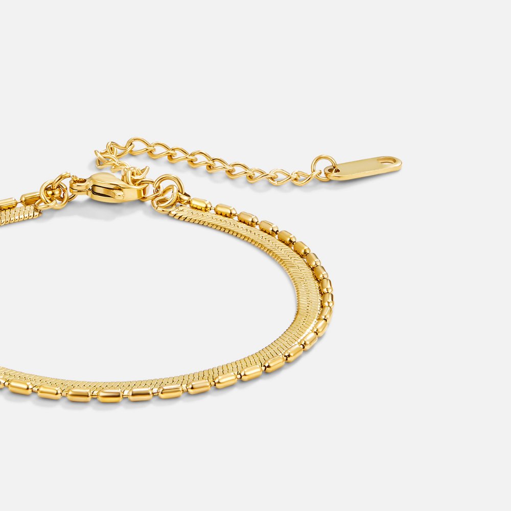 Golden Tiered Ribbon & Bead Bracelet – FIORENE