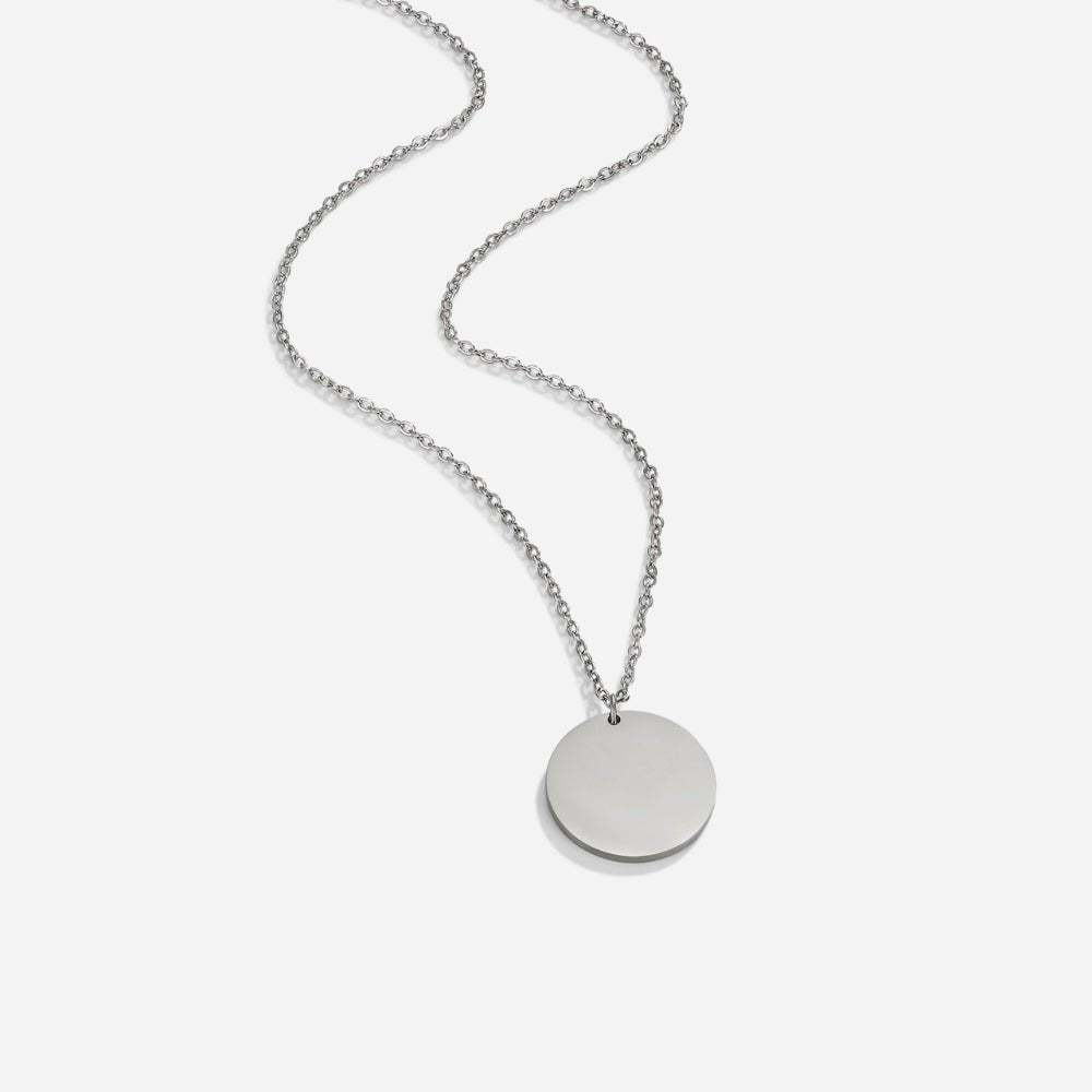Silver Polished Coin Necklace – FIORENE