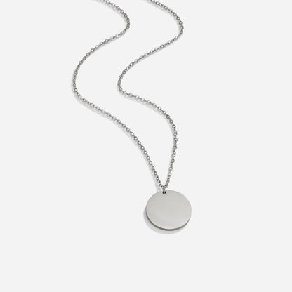 Silver Polished Coin Necklace – FIORENE