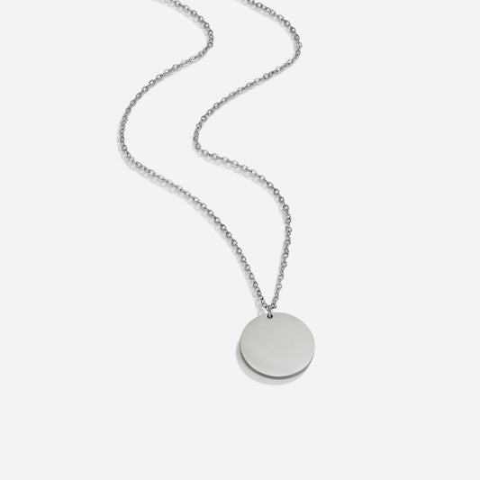 Silver Polished Coin Necklace – FIORENE