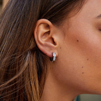 Silver Nacre Huggie Earring – FIORENE