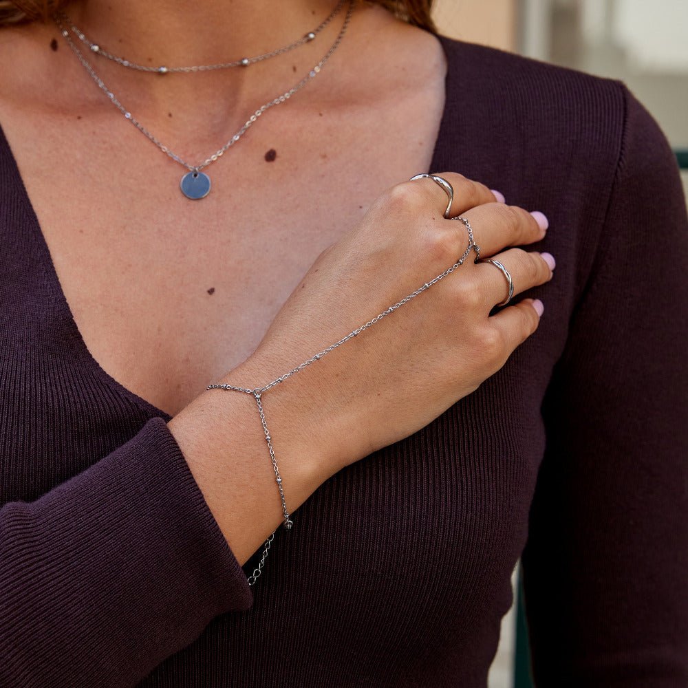 Silver Satellite Hand Bracelet – FIORENE