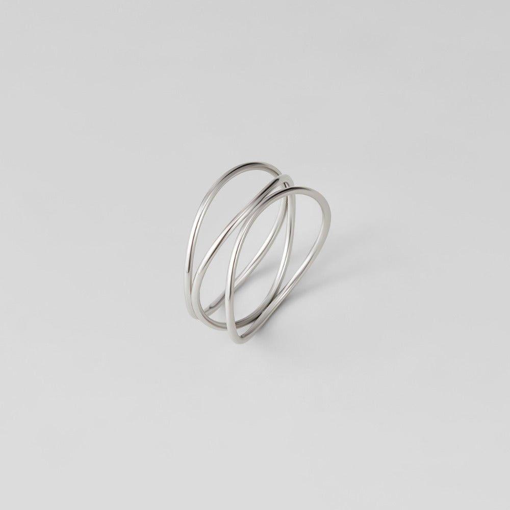 Silver Intersection Wire Ring – FIORENE