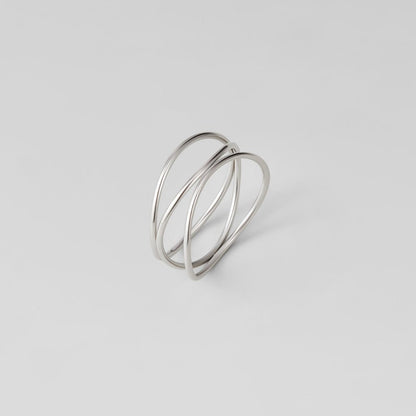 Silver Intersection Wire Ring – FIORENE