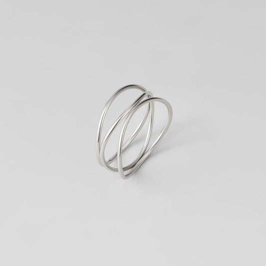 Silver Intersection Wire Ring – FIORENE