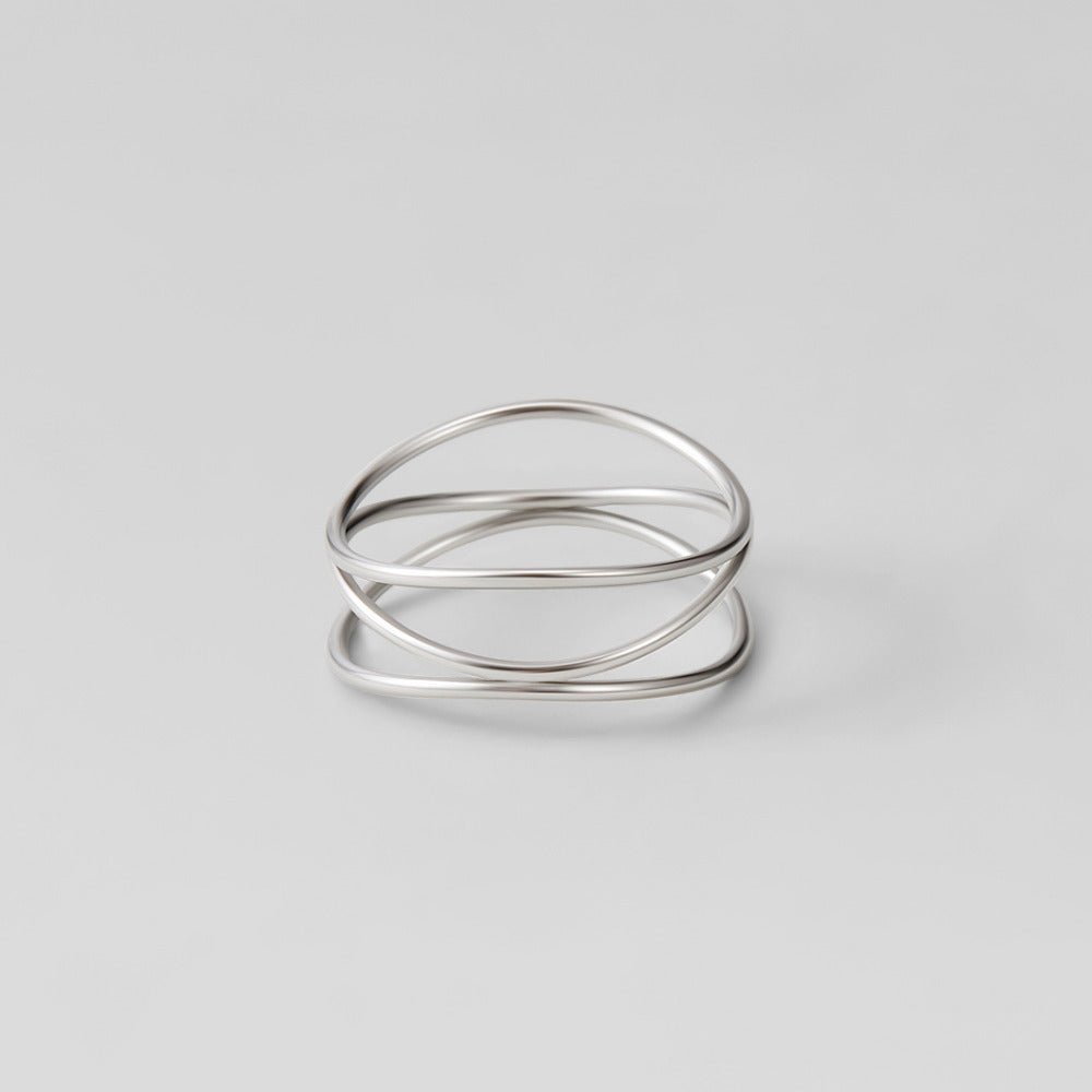 Silver Intersection Wire Ring – FIORENE