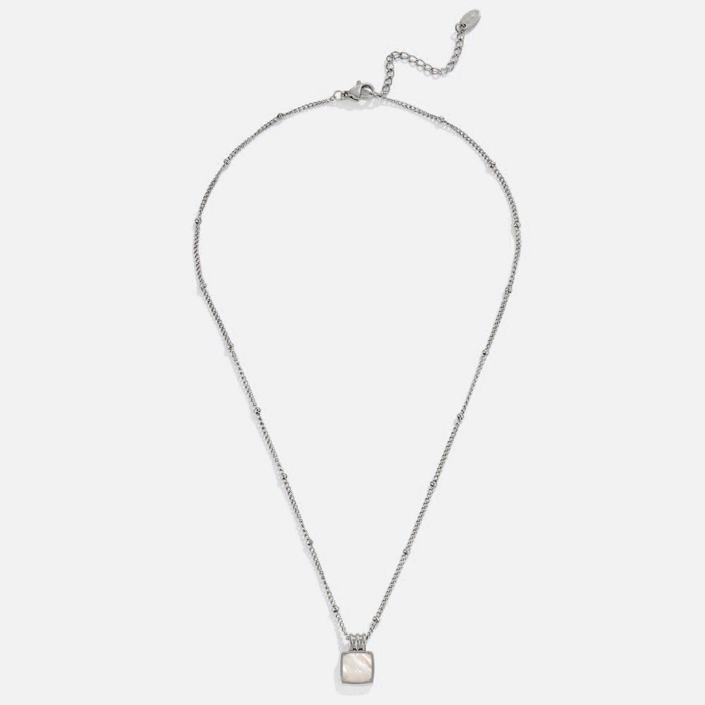 Silver Nacre Square Necklace – FIORENE