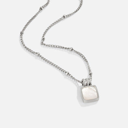 Silver Nacre Square Necklace – FIORENE