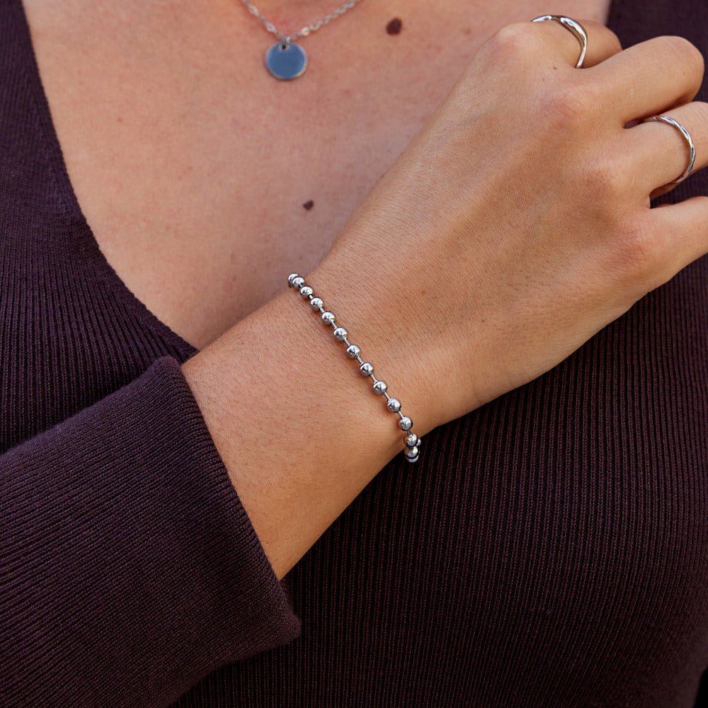 Silver Bead Strand Bracelet – FIORENE
