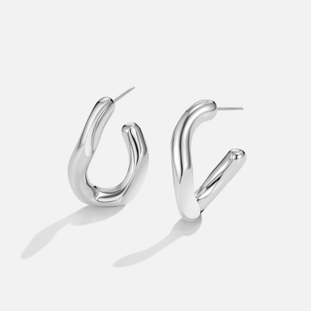 Silver Sinuous Flow Earring – FIORENE