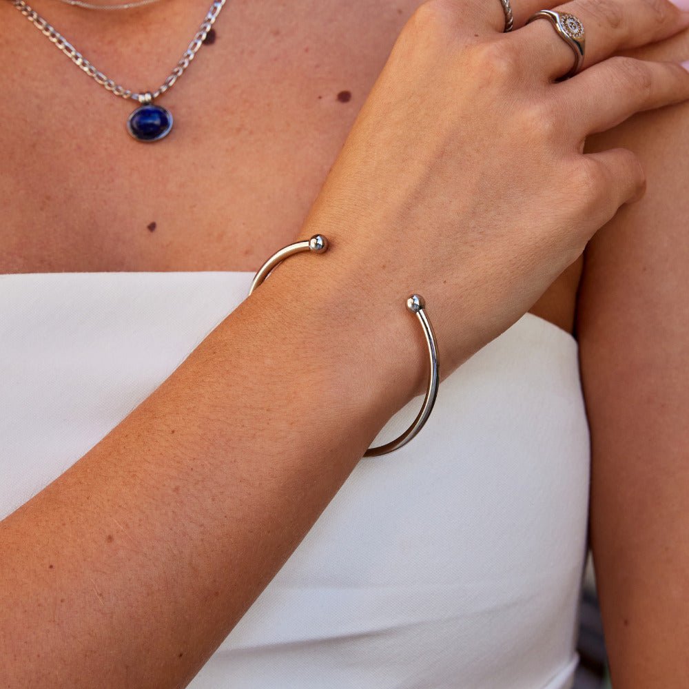 Silver Orb Cuff Bracelet – FIORENE