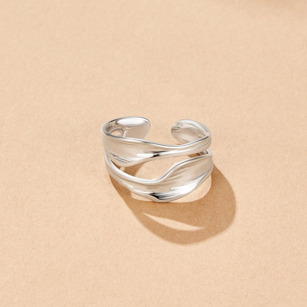 Silver Fluid Wave Ring – FIORENE