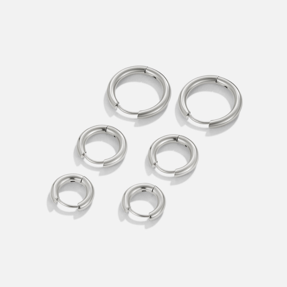 Arctic Silver Hoop Trio – FIORENE