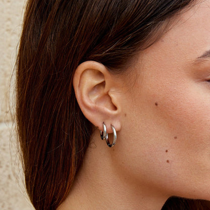 Arctic Silver Hoop Trio – FIORENE