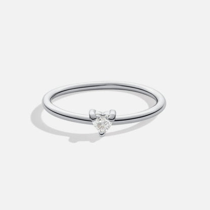 Silver Heart Solitaire Ring – FIORENE