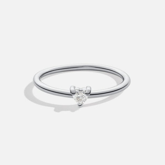 Silver Heart Solitaire Ring – FIORENE