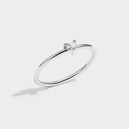 Silver Heart Solitaire Ring – FIORENE