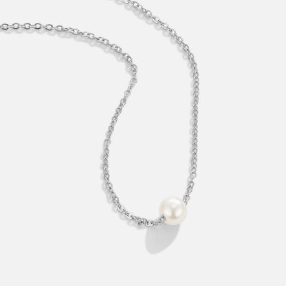 Silver Single Pearl Floating Pendant – FIORENE