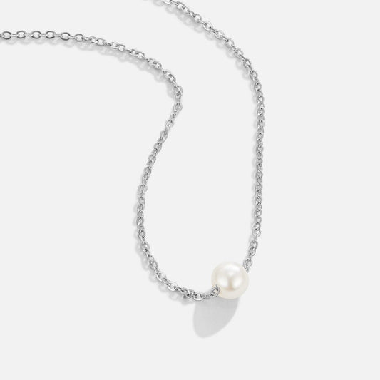 Silver Single Pearl Floating Pendant – FIORENE