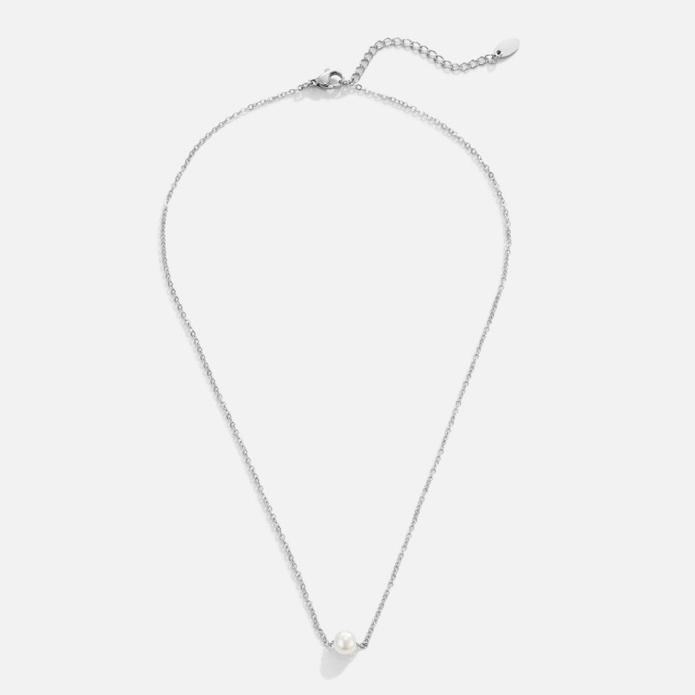 Silver Single Pearl Floating Pendant – FIORENE
